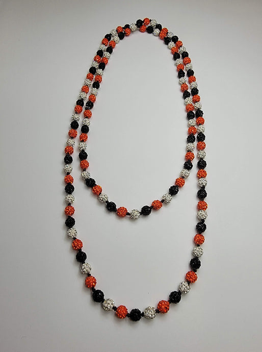 Long Sparkle Necklace - Orange, Black & White