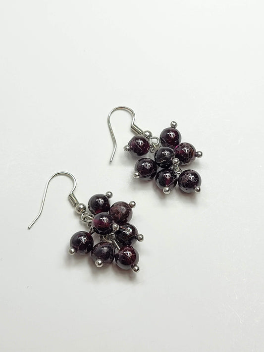 Garnet Stone Earrings - Made to order - .925 Sterling Silver