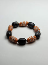 Orange Clay & Black Stone Bracelet - One of a kind