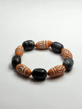 Orange Clay & Black Stone Bracelet - One of a kind