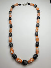 Orange Clay & Black Stone Necklace - One of a kind