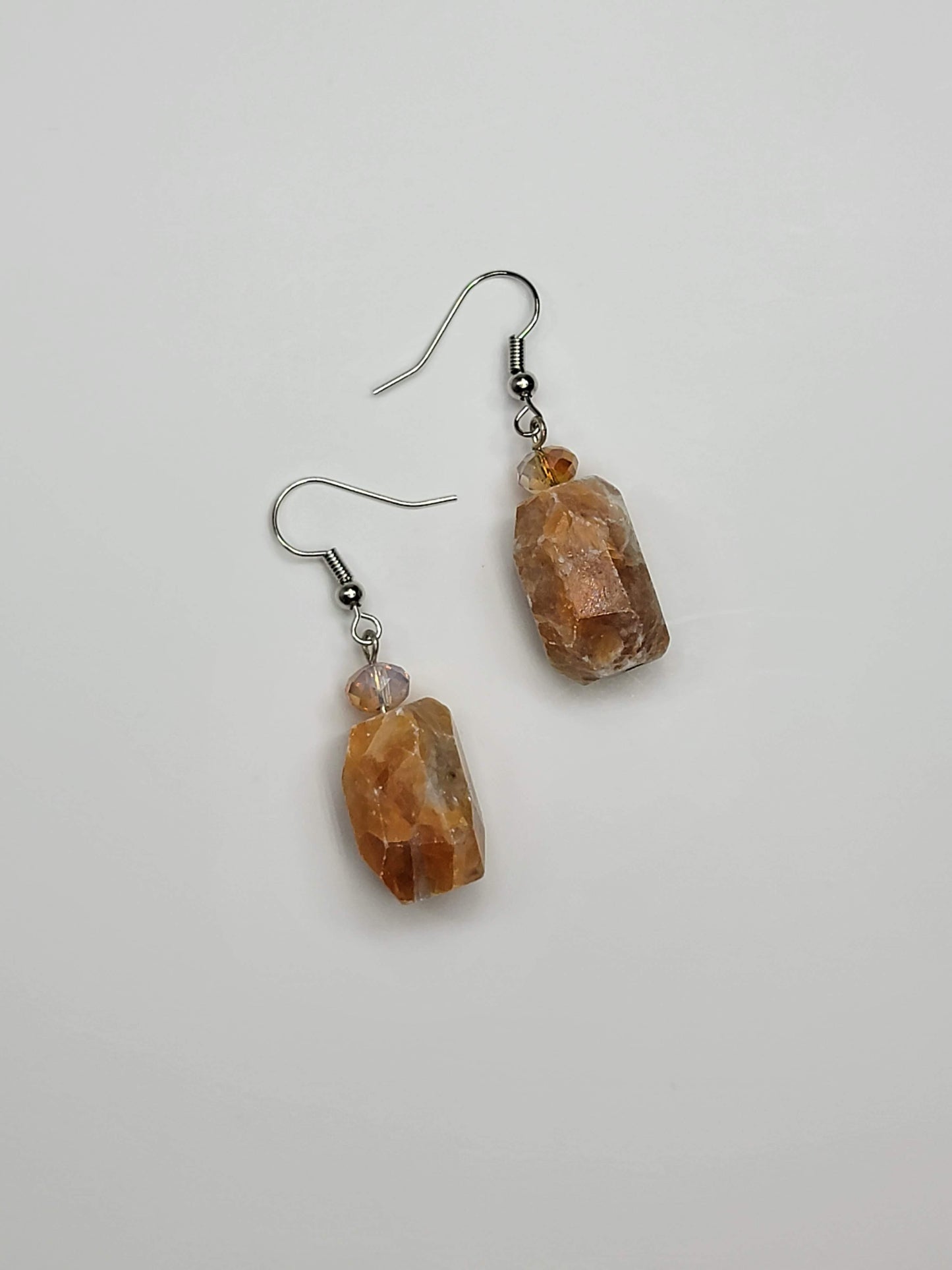 Orange Quarts Stone Earrings - One of a kind