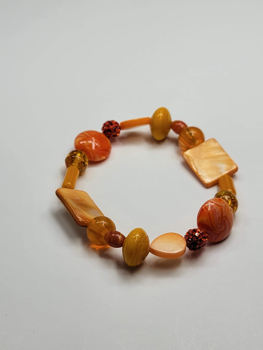 Orange Multi Bead Bracelet - One of a kind