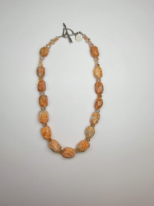 Orange Quarts Stone Necklace - One of a kind