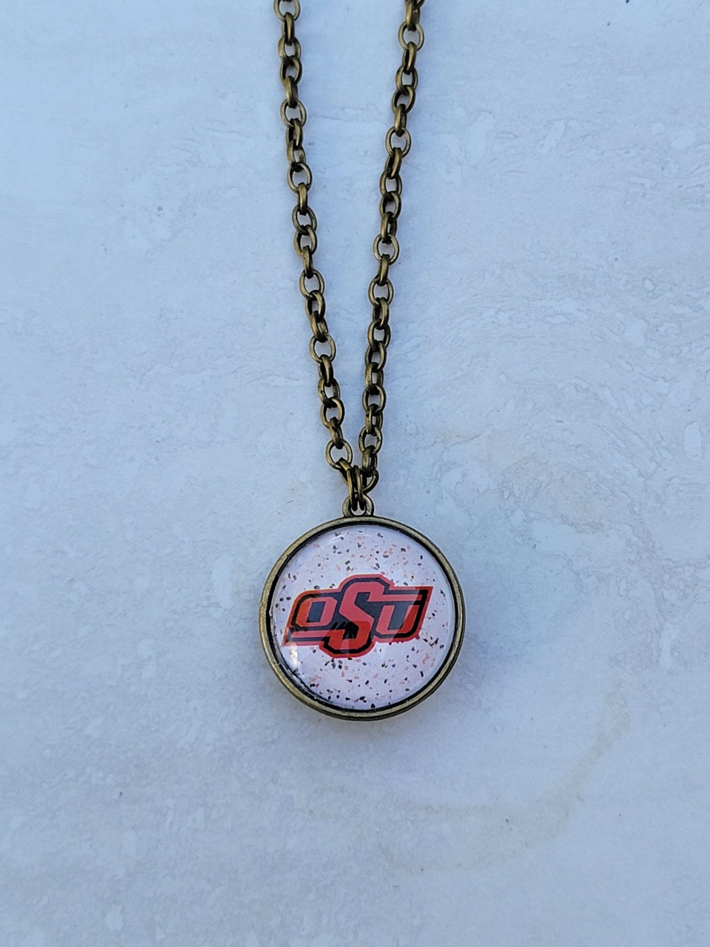 OSU, Speckled, Brass Double Sided Necklace - Made to order - Customizable