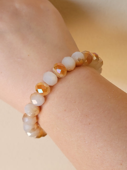 Orange Cream Crystal Elastic Bracelet