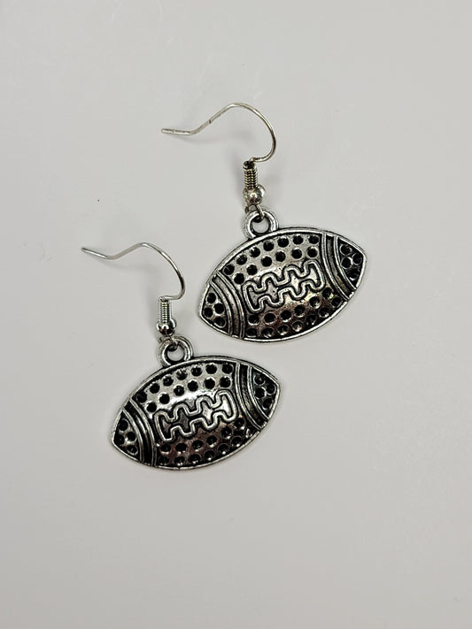 Football Earrings - Silver