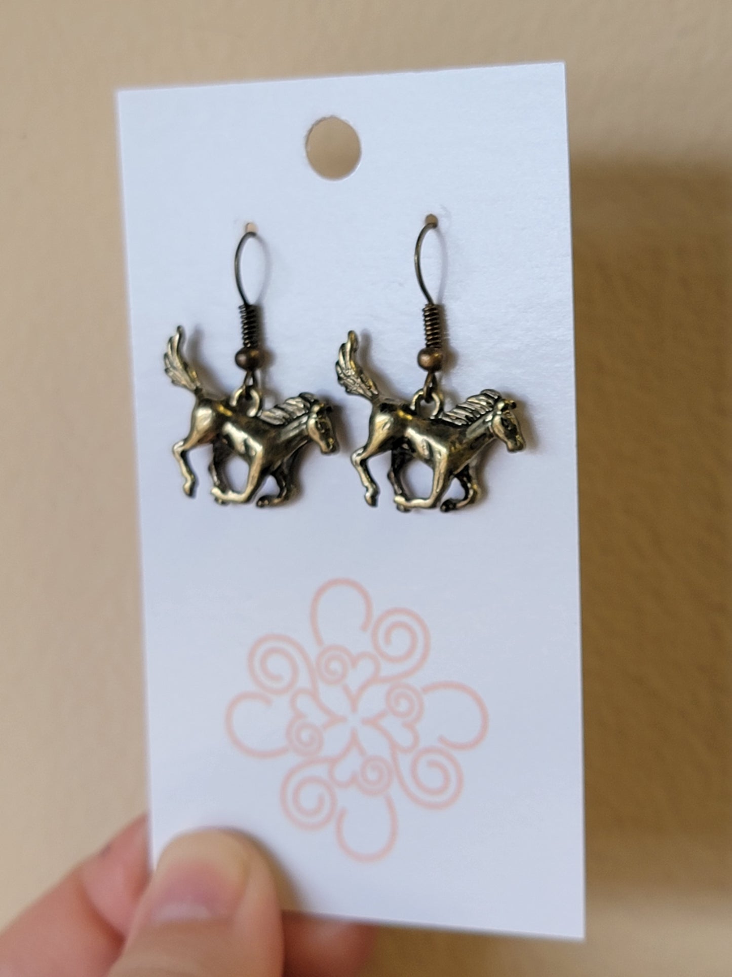 Antique Brass Horse Earrings