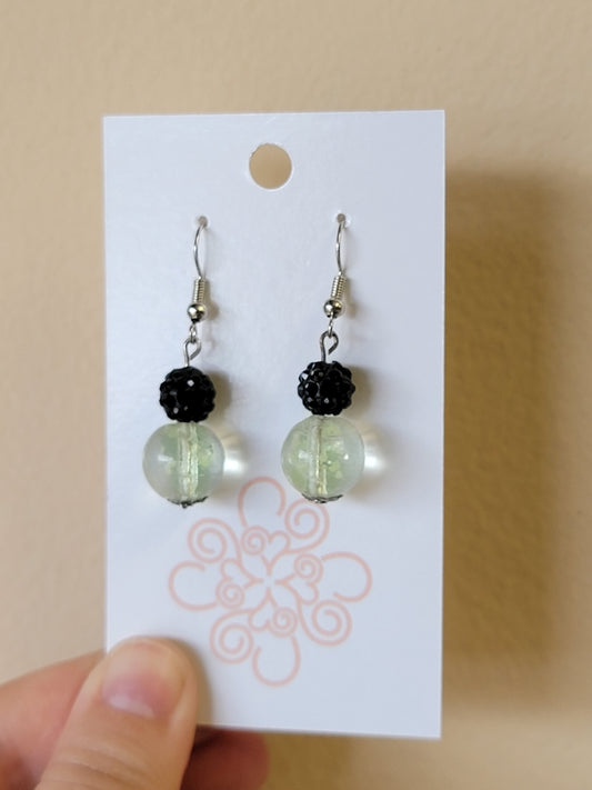 Clear Glow & Black Sparkle Earrings