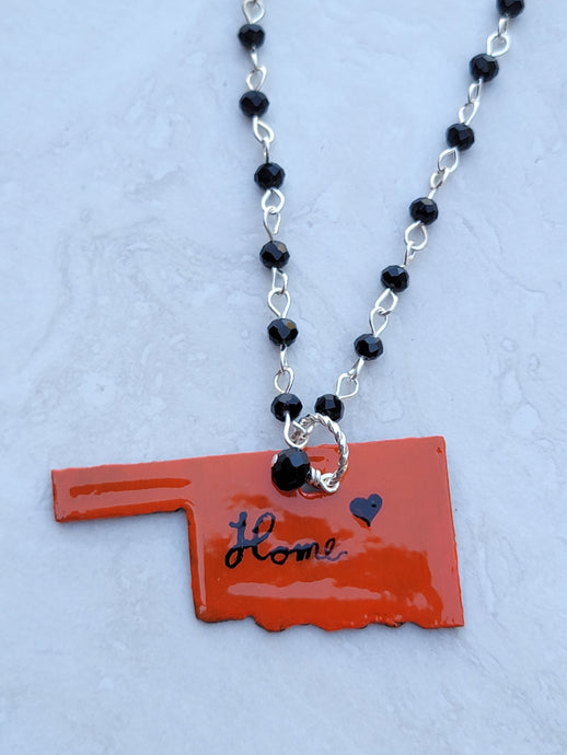 Oklahoma State Painted Pendant Necklace