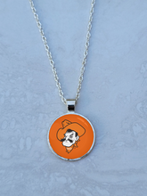 OSU, Orange, Silver 1" Round Necklace - Made to order - Custom Length