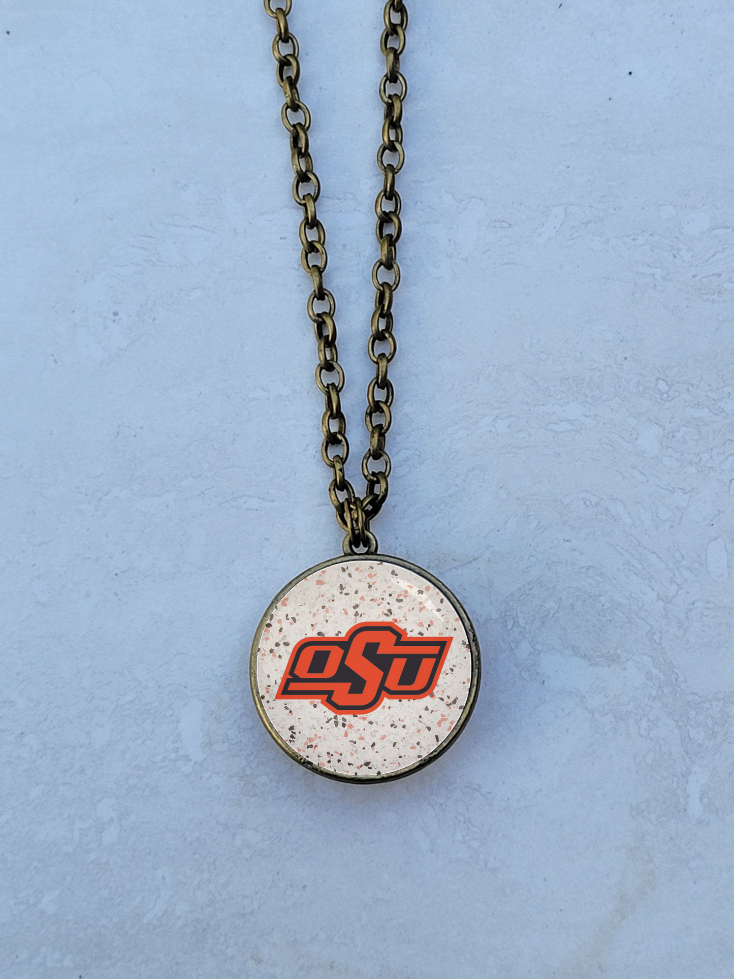 OSU, Speckled, Brass Double Sided Necklace - Made to order - Customizable