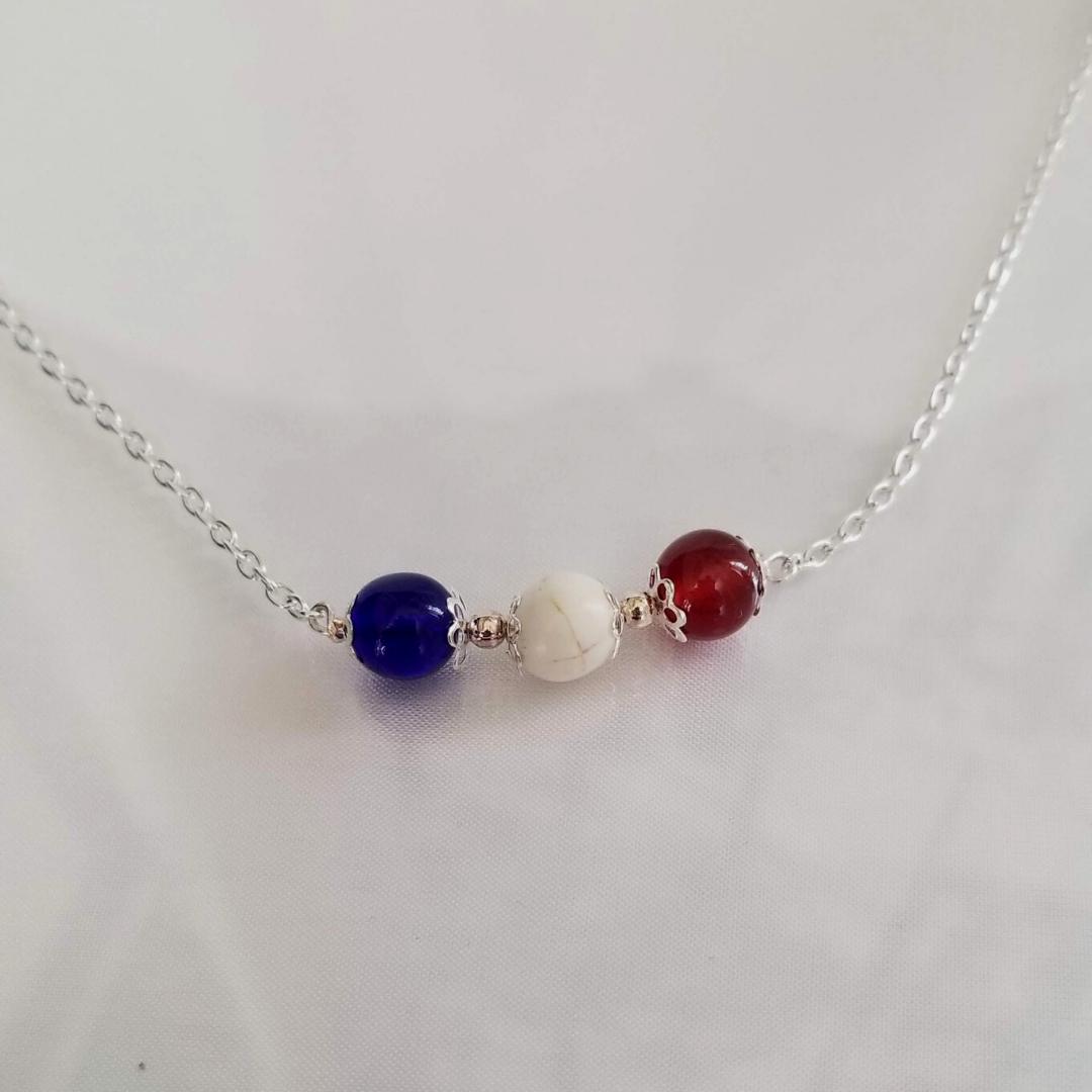 Red White & Blue Bead Necklace - DearBritt