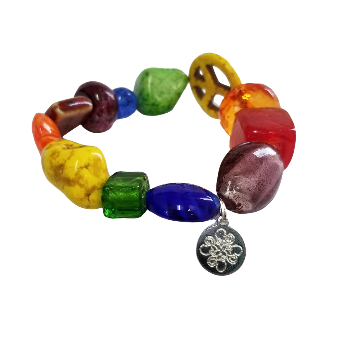 Large Rainbow Bead Bracelet