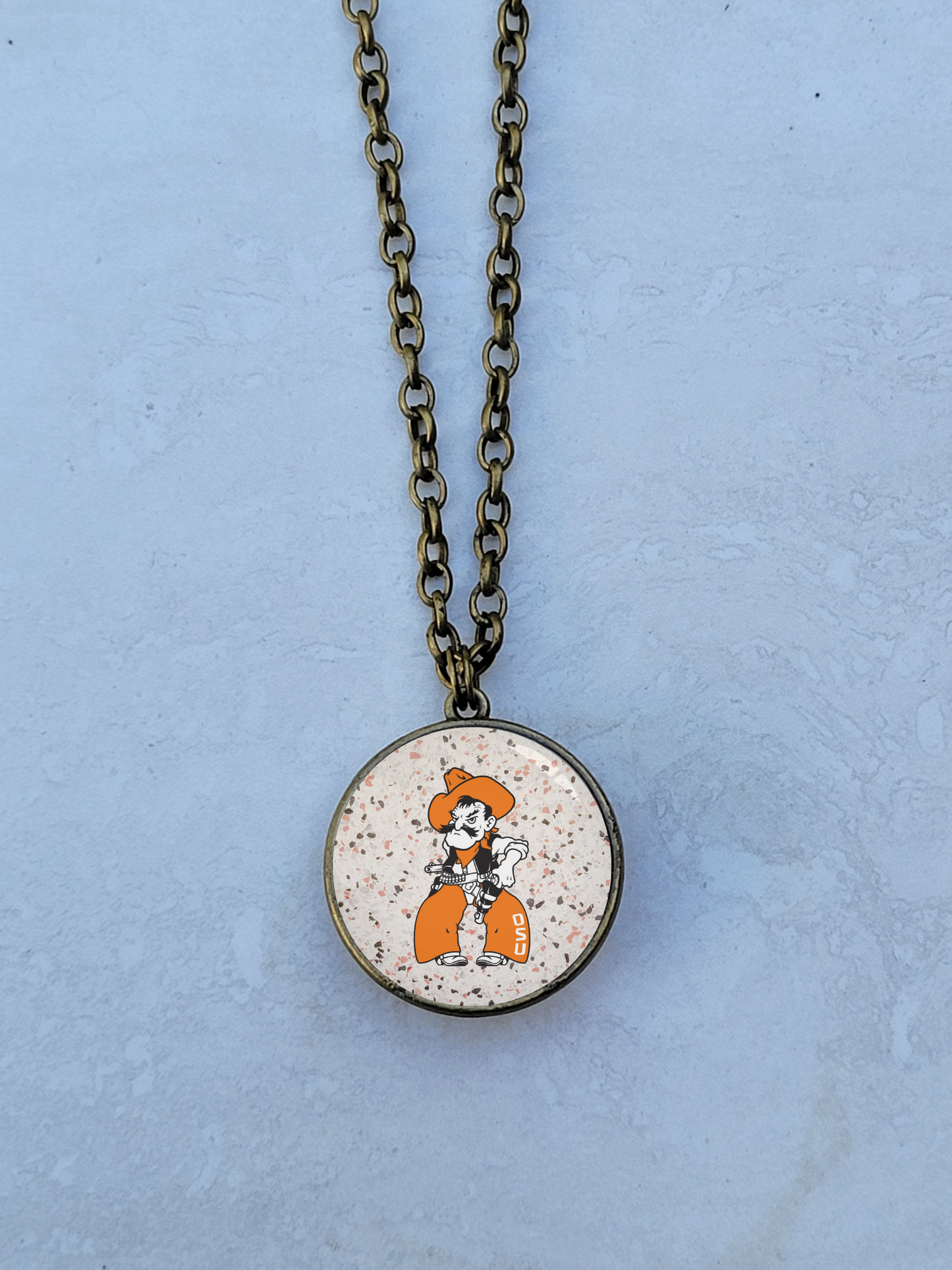 OSU, Speckled, Brass Double Sided Necklace - Made to order - Customizable