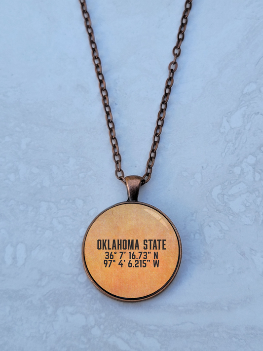 OSU Coordinates, Copper 1.25" Round Necklace - Made to order - Custom Length