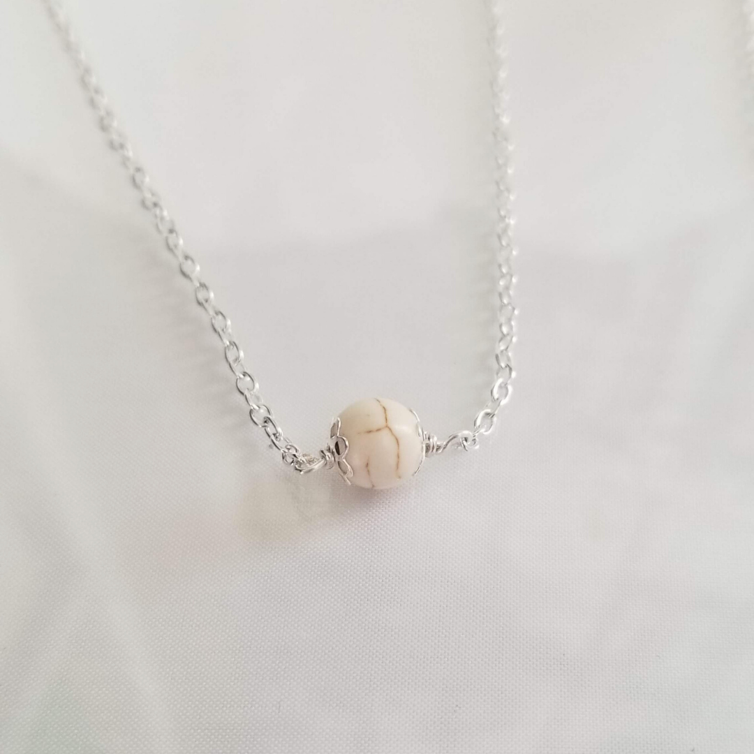 White Stone Bead Necklace - DearBritt