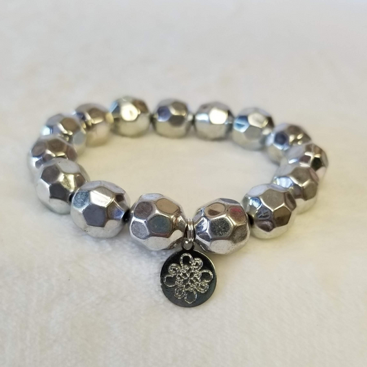 Silver Textured Bead Bracelet - DearBritt