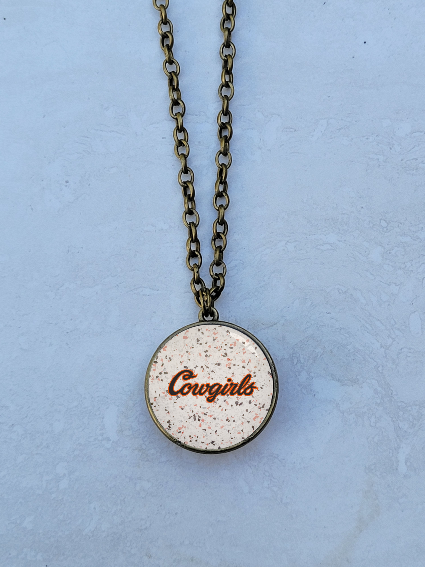 OSU, Speckled, Brass Double Sided Necklace - Made to order - Customizable