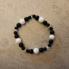 Black, White & Clear Elastic Beaded Bracelet