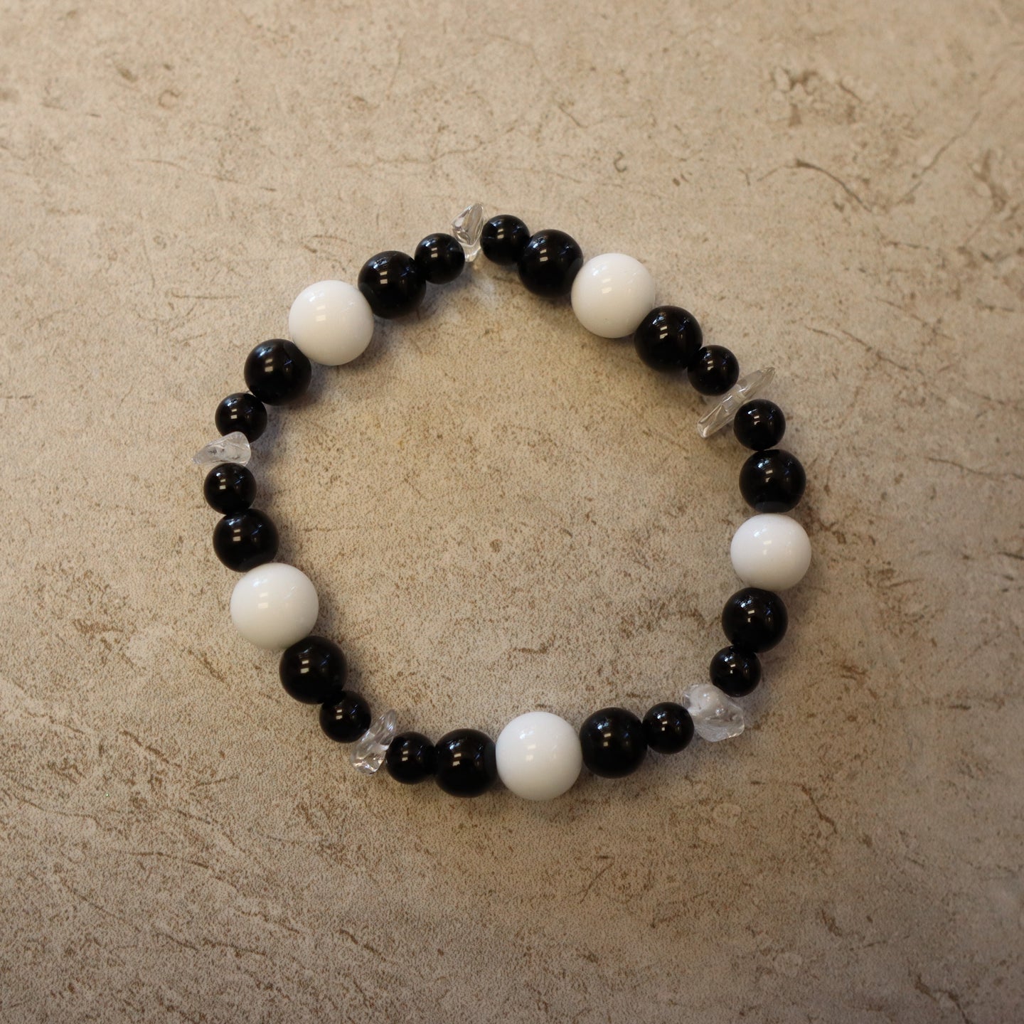 Black White Clear Elastic Beaded Bracelet DearBritt Jewelry