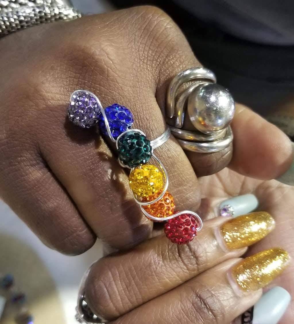 Rainbow Sparkle Curve Ring - DearBritt