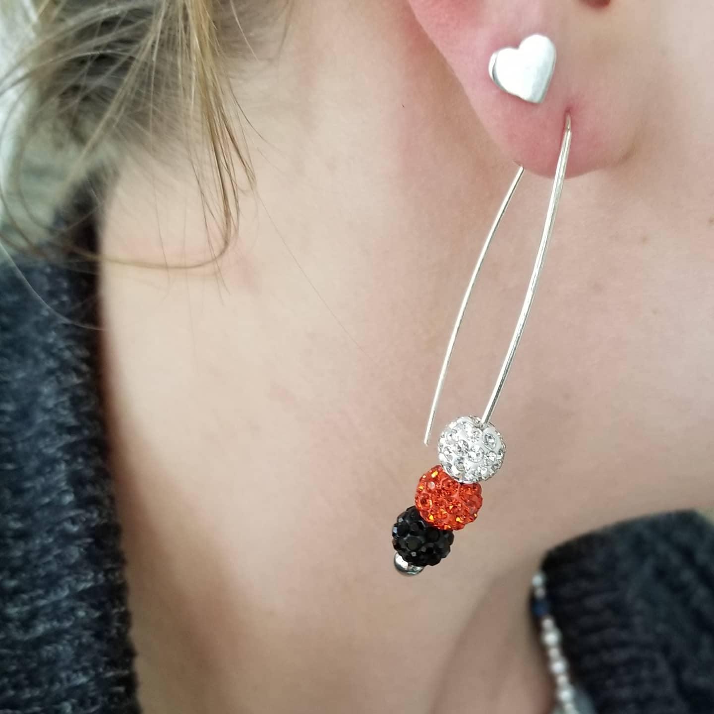 Stacked Orange & Black Sparkle Earrings - DearBritt