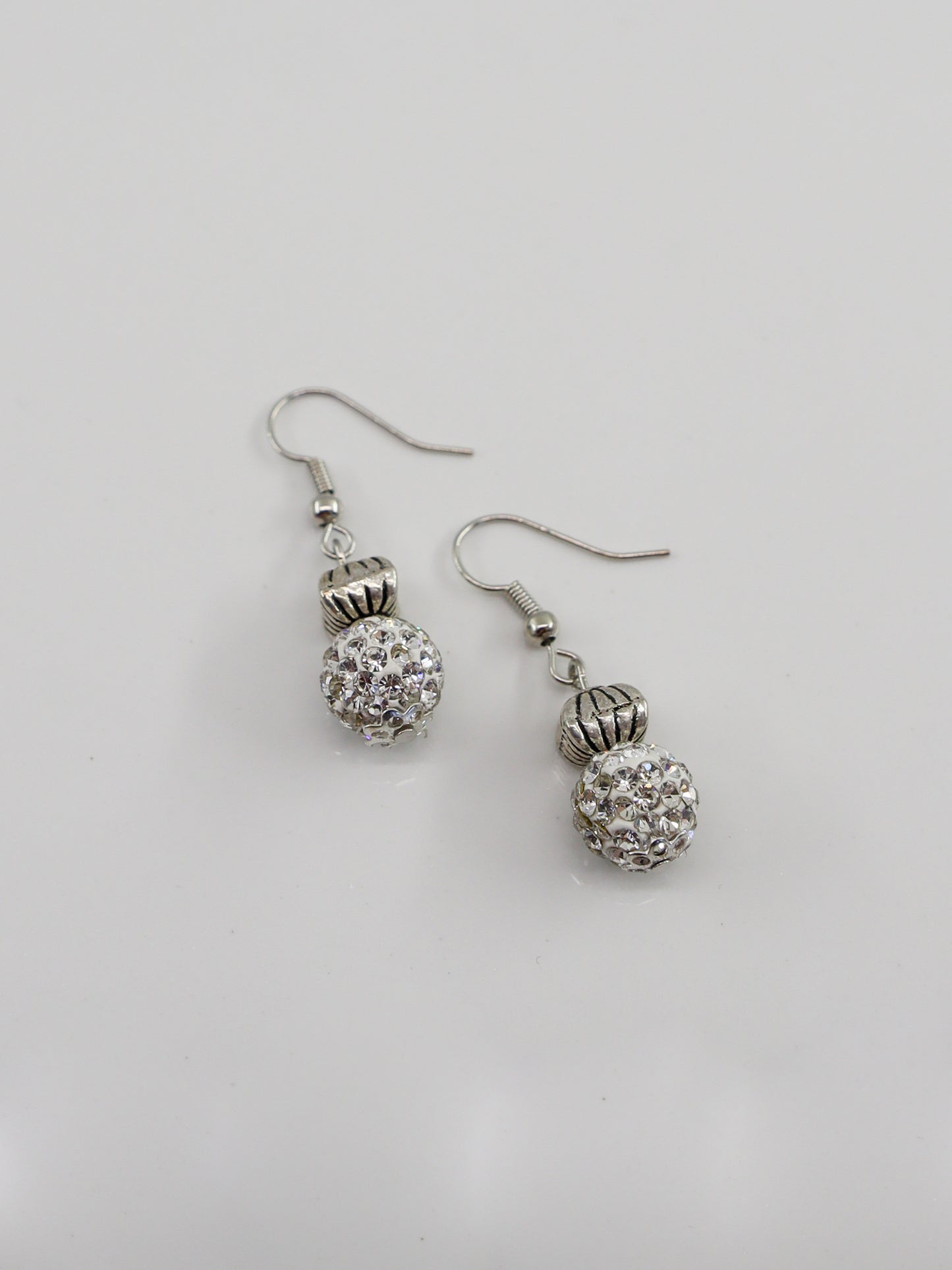 White Sparkle & Silver Earrings