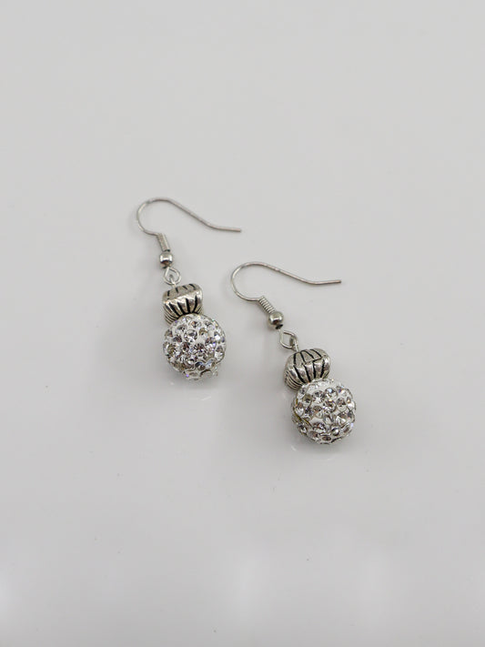 White Sparkle & Silver Earrings