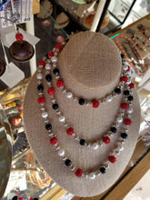 Black & Red Sparkle Bead Knotted Necklace - DearBritt