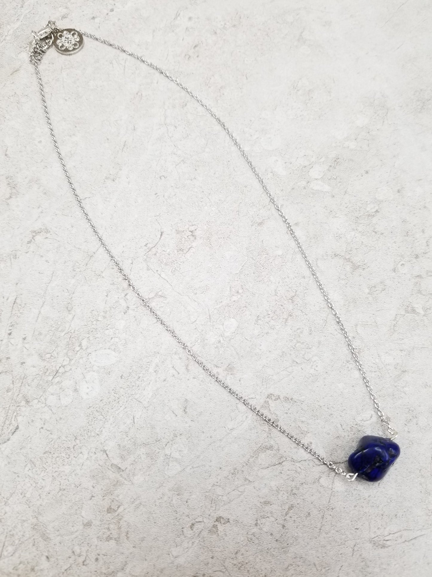 Simple Blue Stone Pendant Necklace